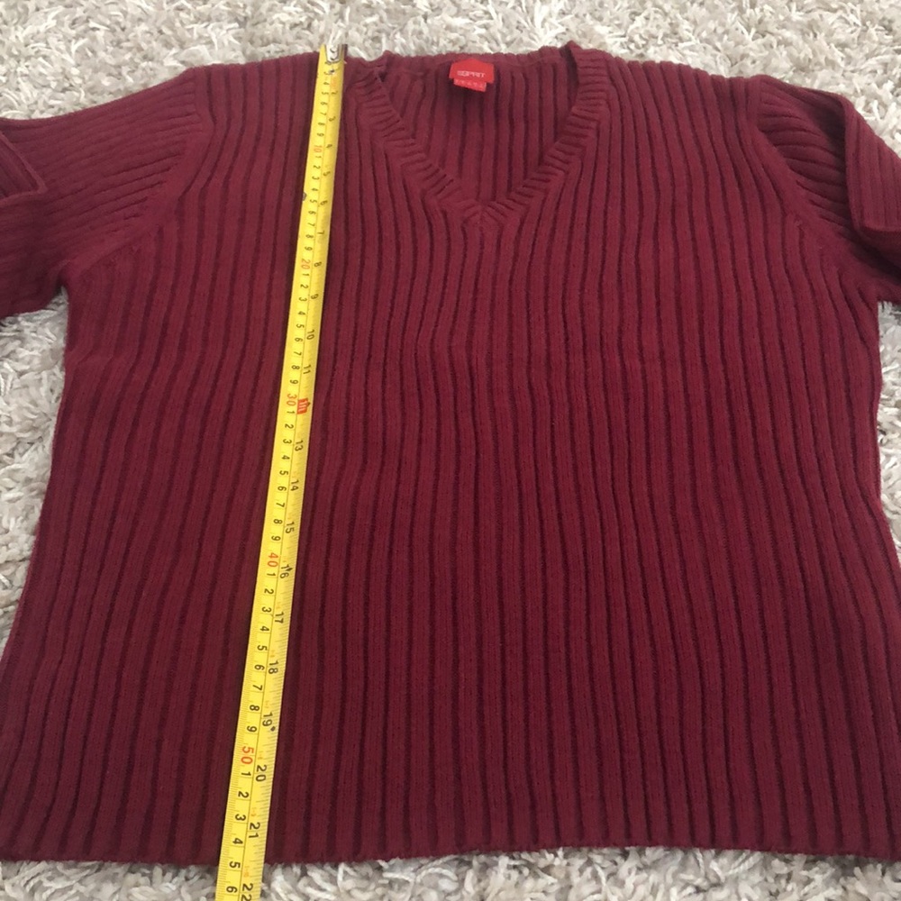 Oxblood/ red 100%cotton sweater long sleeve, Esprit, L, VNeck, - Picture 8 of 9